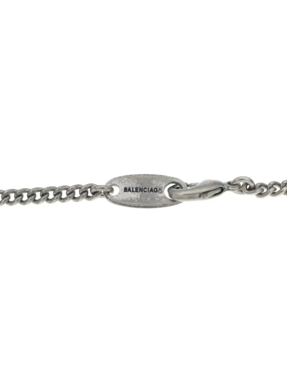 Balenciaga BB Icon Antique Silver BB Chain Necklace